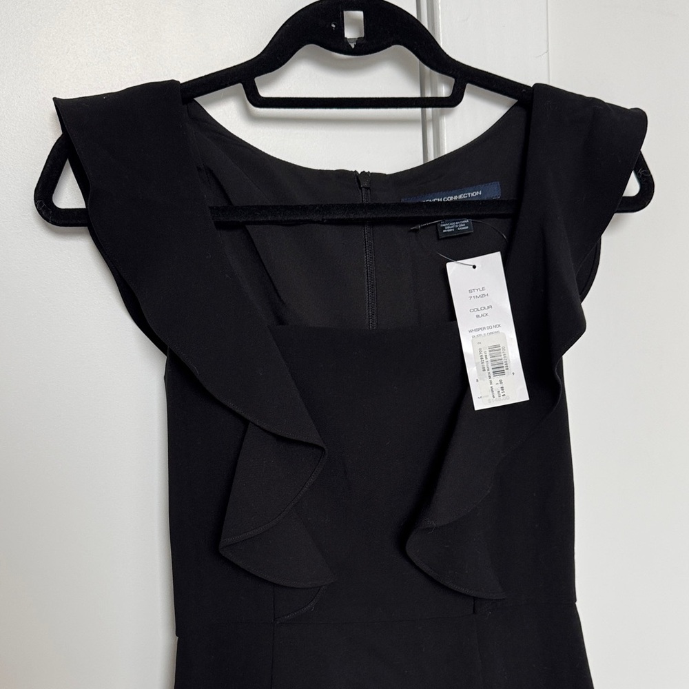 French Connection Black Ruffle-Front Mini Dress - Picture 2 of 5